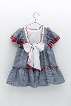 Load image into Gallery viewer, NEW SS24 Foque Girls Navy/Red Checked Dress 2415968