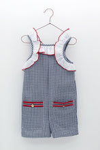 Load image into Gallery viewer, NEW SS24 Foque Girls Navy/Red Checked Playsuit 2416944