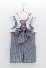 Load image into Gallery viewer, NEW SS24 Foque Girls Navy/Red Checked Playsuit 2416944
