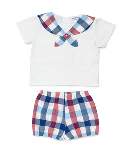 NEW SS24 Juliana Boys Red/Blue Checked Jam Pants Outfit 24182