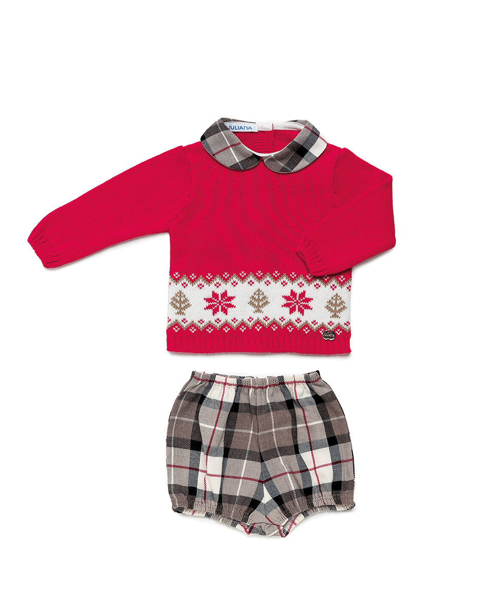 NEW AW24 Juliana Boys Red Check Jam Pants Outfit 24579