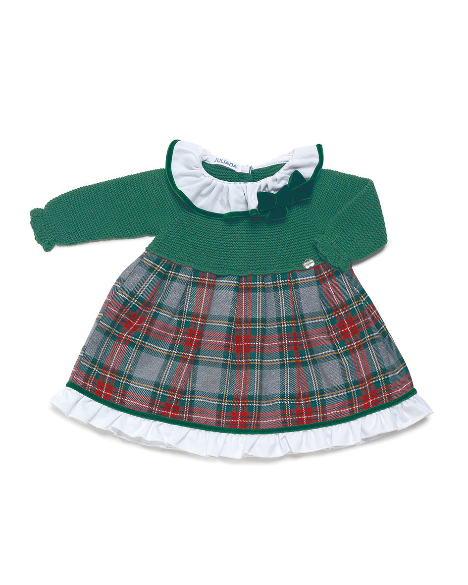 NEW AW24 Juliana Girls Green Check Dress 24644