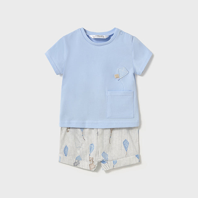 PRE ORDER - NEW SS25 Mayoral Baby Boys Shorts Set 1202 Sky/37