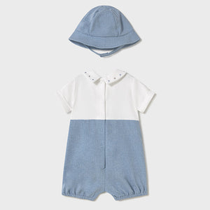 PRE ORDER - NEW SS25 Mayoral Baby Boys Romper with Hat 1605 Riveria/48