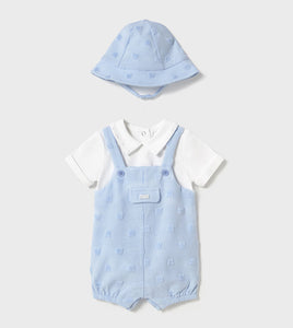 PRE ORDER - NEW SS25 Mayoral Baby Boys Romper with Hat 1605 Sky/49