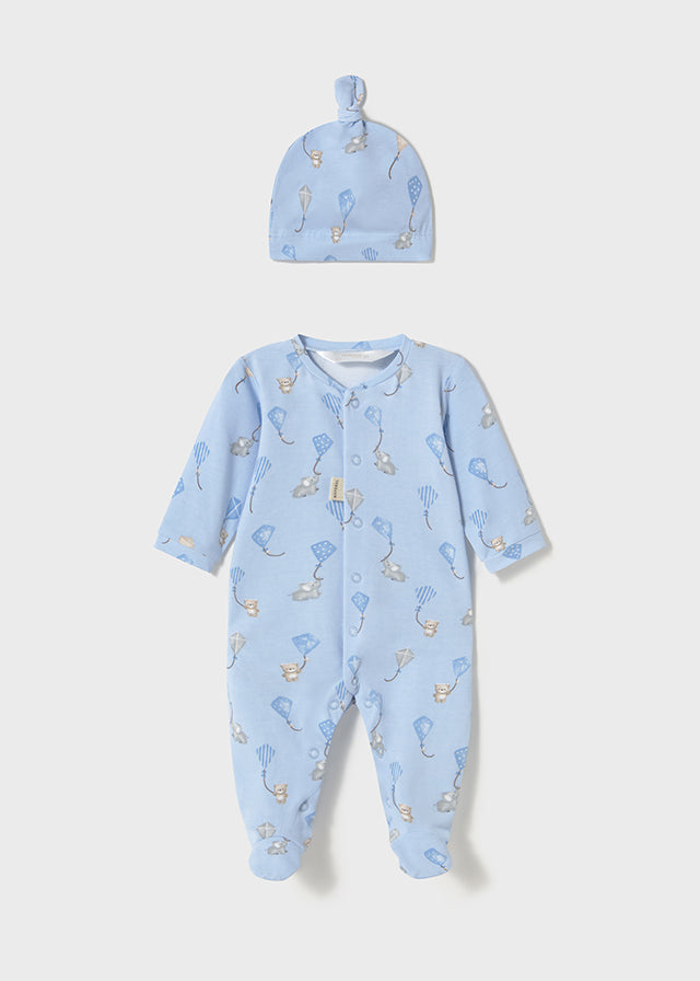 NEW SS25 Mayoral Baby Boys Babygrow with Hat 1706 Sky/93