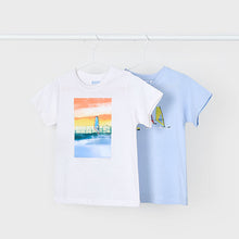 Load image into Gallery viewer, PRE ORDER - NEW SS25 Mayoral Boys twin pack of T Shirts 3049 sky/15