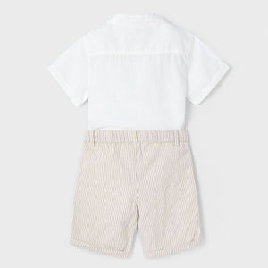 PRE ORDER - NEW SS25 Mayoral Boys Bermuda Shorts Set 3231 Cream/91