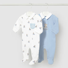 Load image into Gallery viewer, PRE ORDER - NEW SS26 Mayoral Boys Twin Pack of Babygrows 1716 Sky Blue/93
