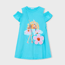 Load image into Gallery viewer, NEW SS26 Mayoral Girls Dress With Handbag 3941 Turquoise/11