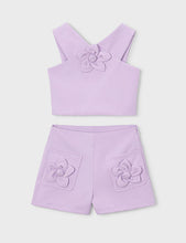 Load image into Gallery viewer, NEW SS26 Mayoral Girls Flower Shorts Set 3948 Lilac/95