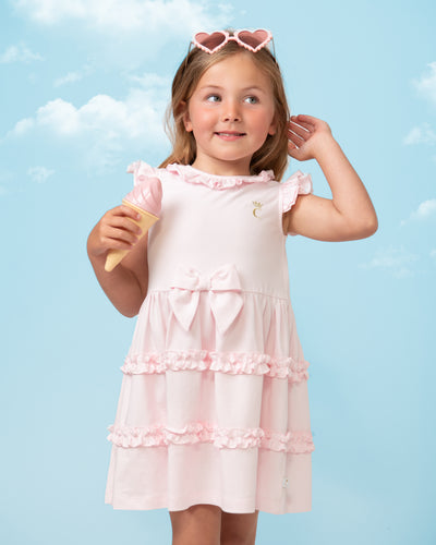 NEW SS24 Caramelo Girls Tiered Frill Dress PINK 342133