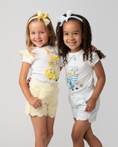 PRE ORDER - NEW SS24 Caramelo Girls Holiday Striped Shorts Set LEMON 349028