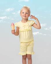Load image into Gallery viewer, PRE ORDER - NEW SS24 Caramelo Girls Tiered Frill Shorts Set with Headband LEMON 349034