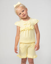 Load image into Gallery viewer, NEW SS24 Caramelo Girls Tiered Frill Shorts Set with Headband LEMON 349034