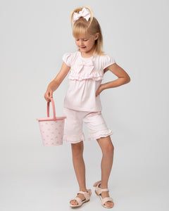 PRE ORDER - NEW SS24 Caramelo Girls Tiered Frill Shorts Set with Headband PINK 349034