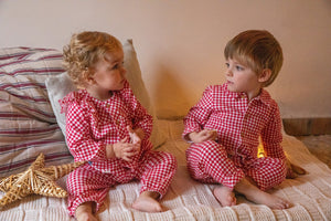 NEW AW24 Tutto Piccolo Girls Red Checked Pjs 8895