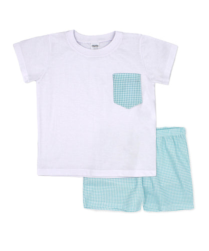 NEW SS24 Rapife Turquoise Checked Shorts Set 4850