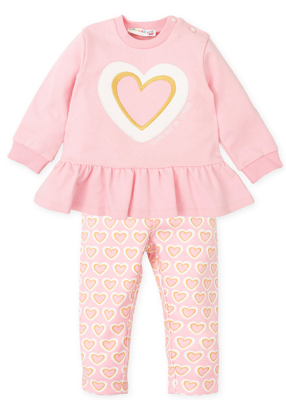 NEW AW24 Agatha Ruiz De La Prada Girls Heart Leggings Set 9923 PALE PINK