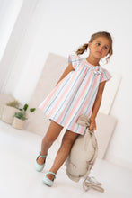 Load image into Gallery viewer, NEW SS24 Tutto Piccolo Girls Coral Striped Dress 7441