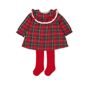 NEW AW23 Tutto Piccolo Red Check Dress and Tights Outfit 6239