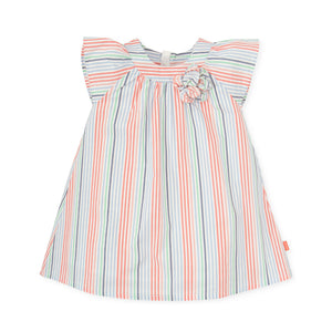 NEW SS24 Tutto Piccolo Girls Coral Striped Dress 7441