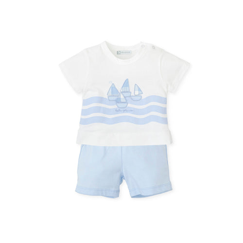 NEW SS24 Tutto Piccolo Boys Blue Nautical Shorts Set 7581