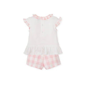 NEW SS24 Tutto Piccolo Girls Pink Checked Shorts Set 7680