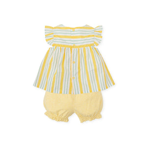 NEW SS24 Tutto Piccolo Girls Lemon Striped Shorts Set 7690
