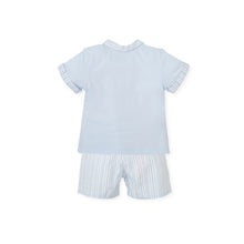 Load image into Gallery viewer, NEW SS24 Tutto Piccolo Boys Blue Striped Shorts Set 7711