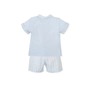 NEW SS24 Tutto Piccolo Boys Blue Striped Shorts Set 7711