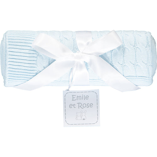 NEW AW24 Emile et Rose Blue Gino Knit Blanket