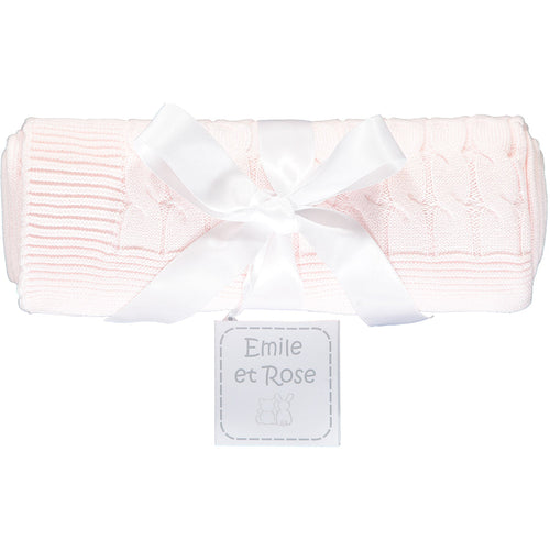 NEW AW24 Emile et Rose Pink Gillian Knit Blanket