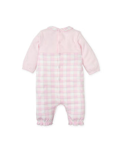 NEW AW24 Tutto Piccolo Girls Pink Checked Babygrow 8186