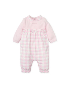 NEW AW24 Tutto Piccolo Girls Pink Checked Babygrow 8186