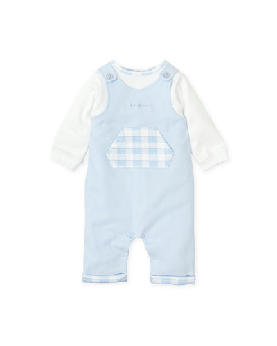 NEW AW24 Tutto Piccolo Boys Blue Checked Dungaree Outfit 8286