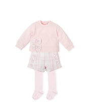 Load image into Gallery viewer, NEW AW24 Tutto Piccolo Girls Pink Checked Shorts Outfit with Tights 8310