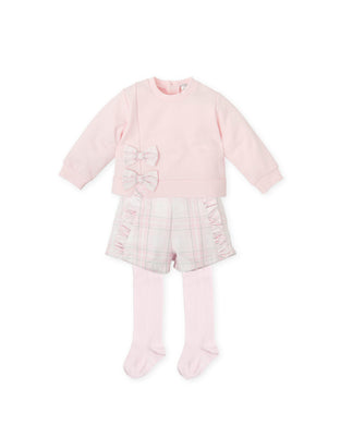 NEW AW24 Tutto Piccolo Girls Pink Checked Shorts Outfit with Tights 8310