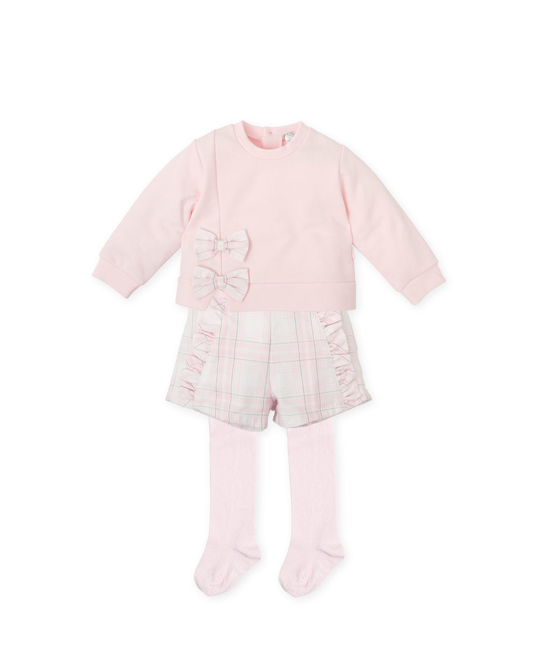 NEW AW24 Tutto Piccolo Girls Pink Checked Shorts Outfit with Tights 8310