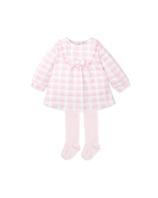 NEW AW24 Tutto Piccolo Girls Pink Checked Dress and Tights 8786