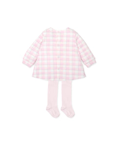 NEW AW24 Tutto Piccolo Girls Pink Checked Dress and Tights 8786