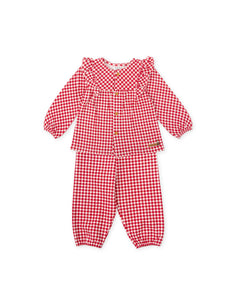 NEW AW24 Tutto Piccolo Girls Red Checked Pjs 8895