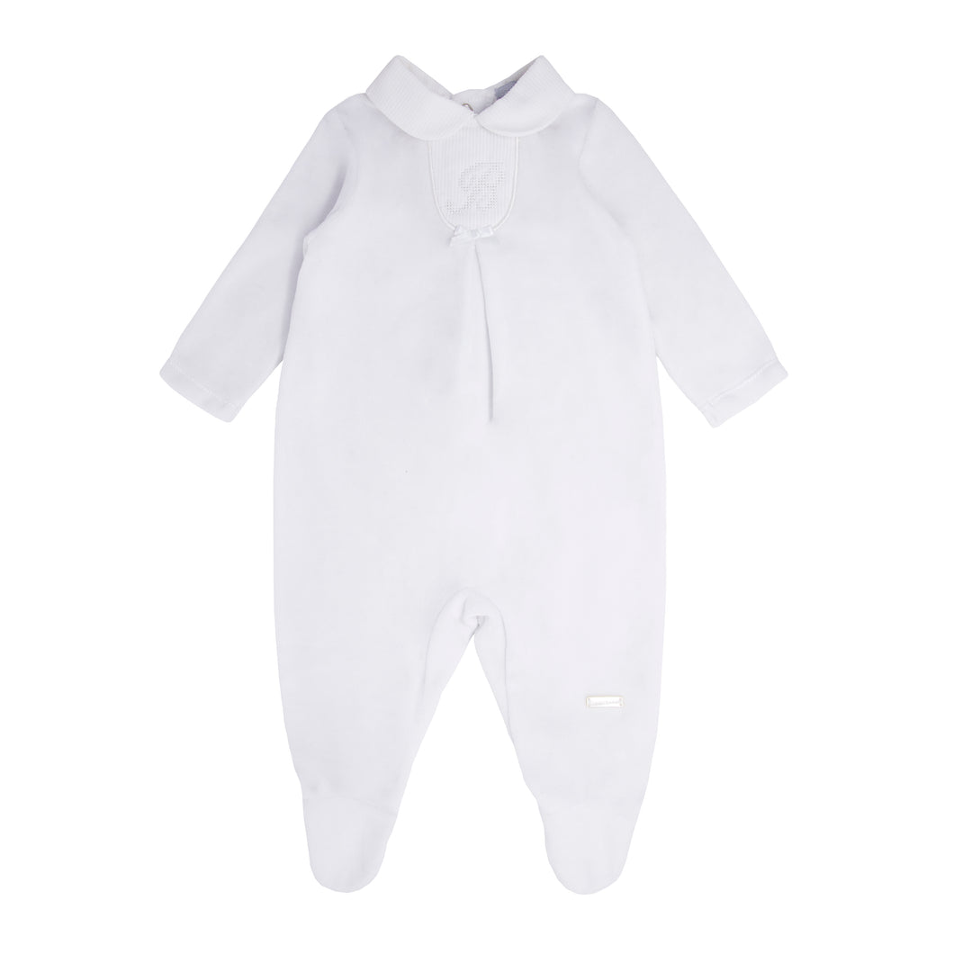 NEW AW24 Blues Baby White Velour 'B' Babygrow BB0181