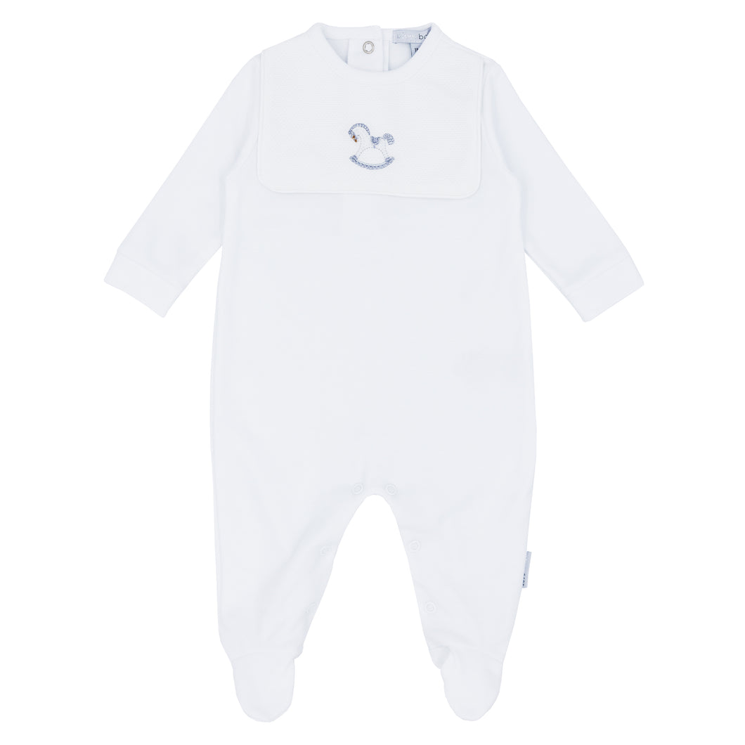 NEW AW24 Blues Baby White Rocking Horse Babygrow BB1047