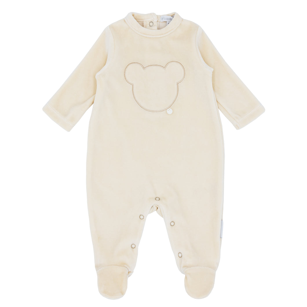 NEW AW24 Blues Baby Caramel Velour Teddy Bear Babygrow BB1109