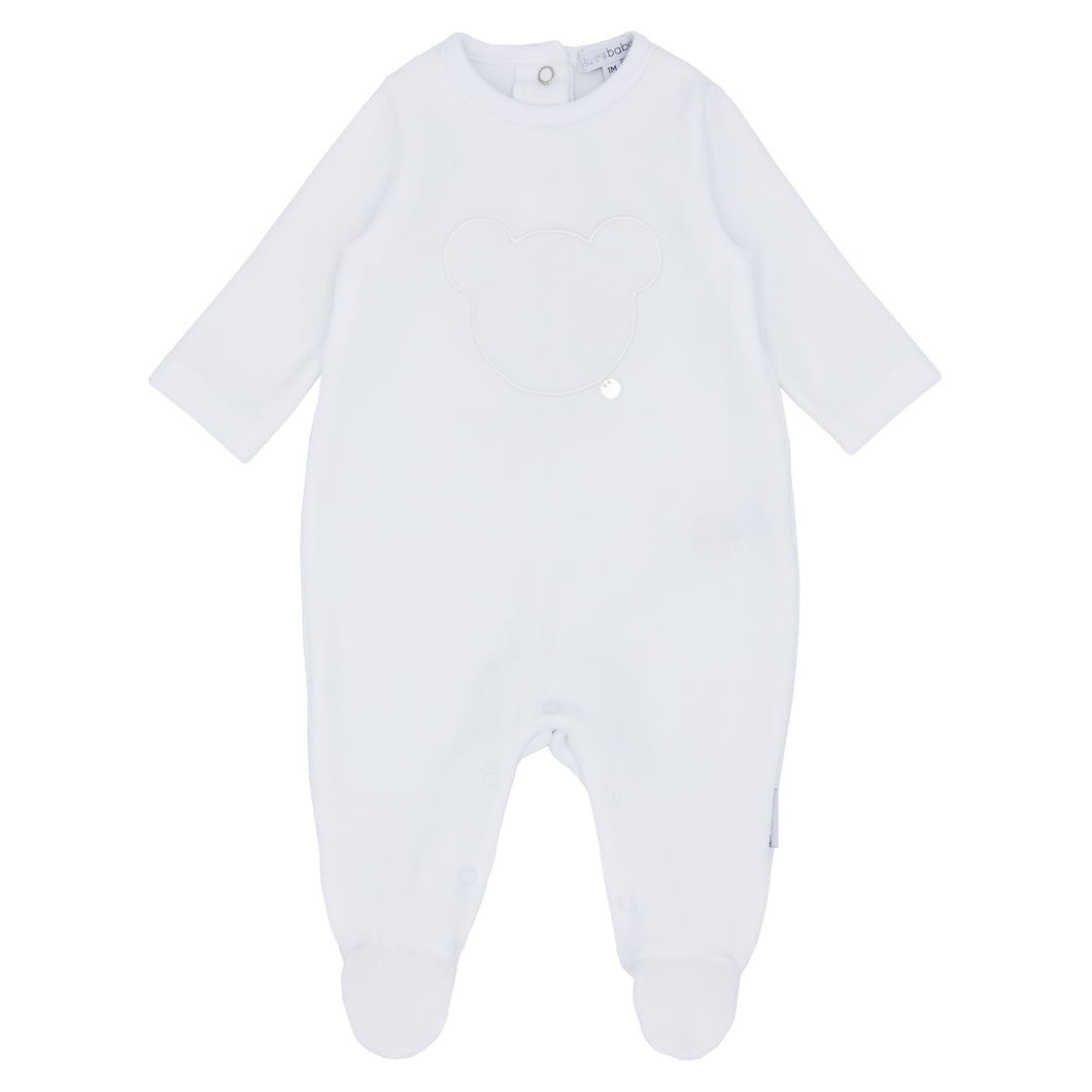 NEW AW24 Blues Baby White Velour Teddy Bear Babygrow BB1109