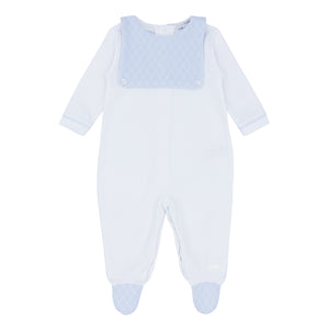 NEW SS24 Blues Baby Blue and White Babygrow BB1207