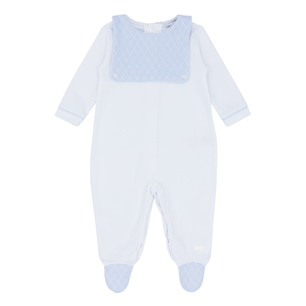 NEW SS24 Blues Baby Blue and White Babygrow BB1207