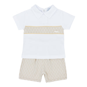NEW SS24 Blues Baby Beige and White Shorts Set BB1219