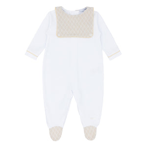 NEW SS24 Blues Baby Beige and White Babygrow BB1222